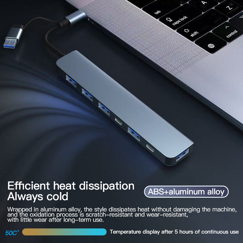FUALLBOX Computer Docking Stations, Collect 8 Interfaces Including USB 2.0 *3, USB 3.0 *1, USB-C *1, 3.5 Audio *1, TF *1, and SD *1